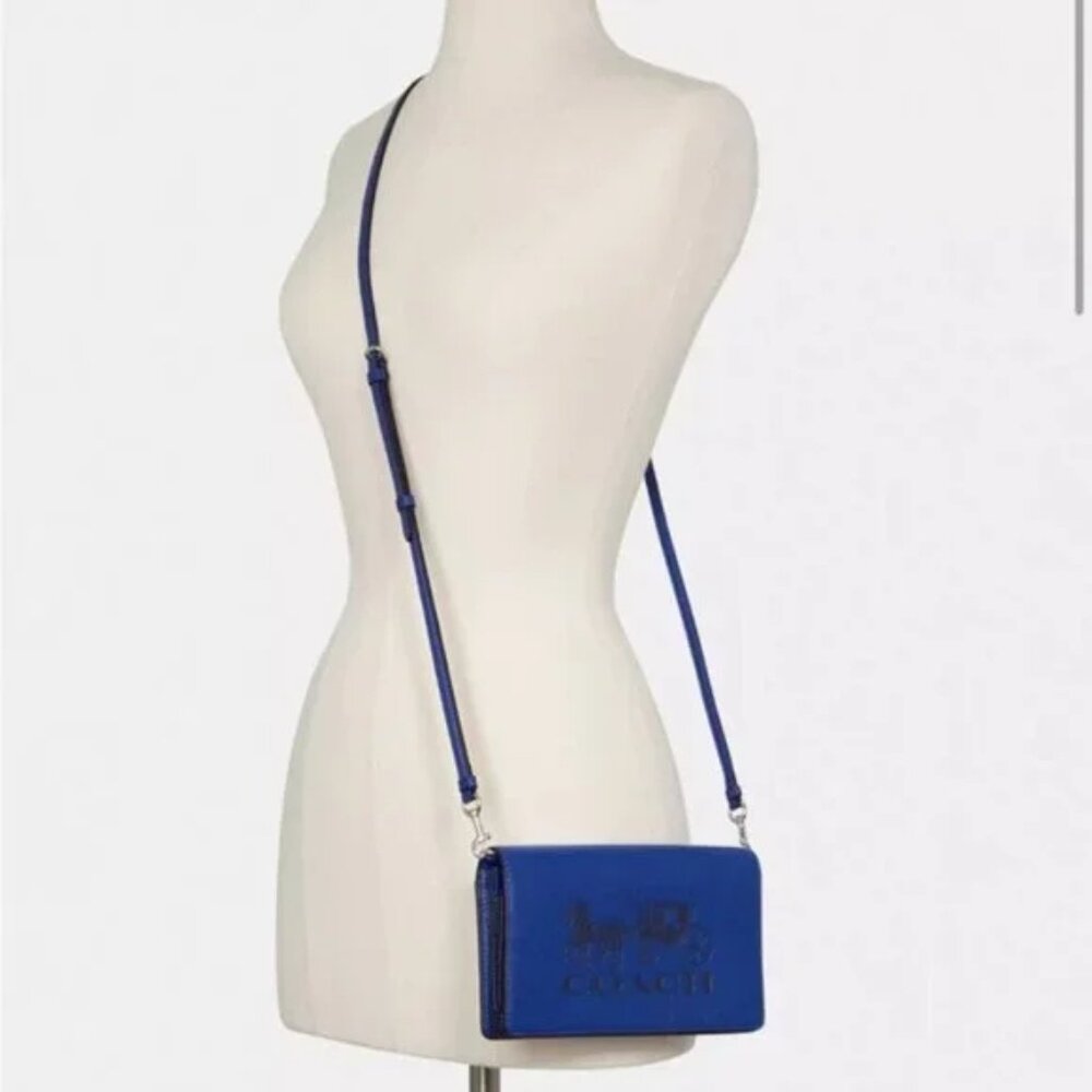 8 | 🇨🇦Coach Anna Foldover Clutch Crossbody Horse and Carriage (Sport Blue)